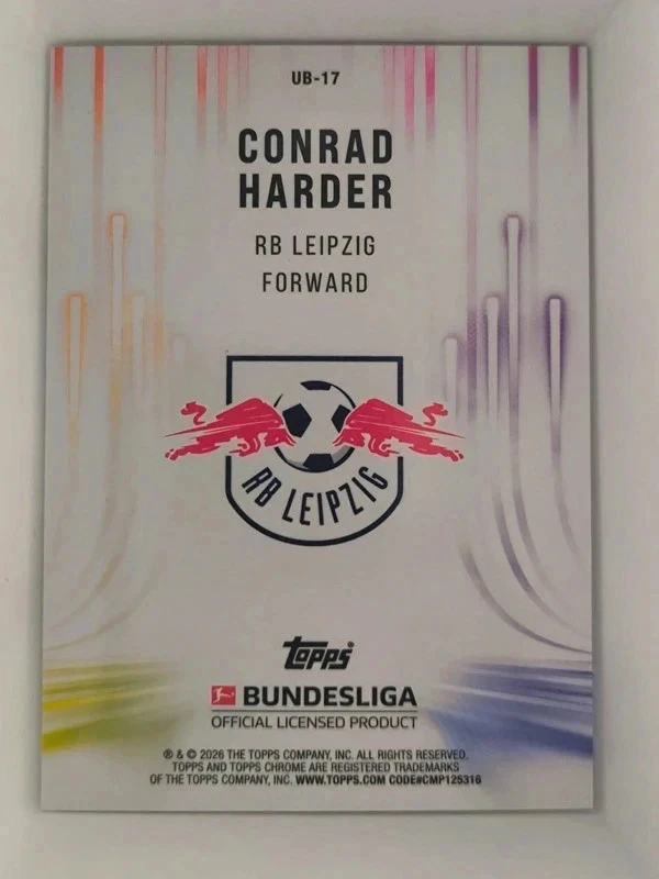 Ultrabeam Conrad Harder 14/75 Topps Chrome RB Leipzig Insert Bundesliga – photo 3